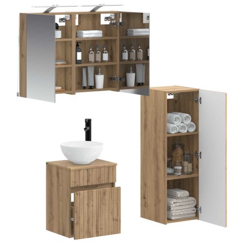 Комплект мебели за баня 4 pcs Дъб артизан