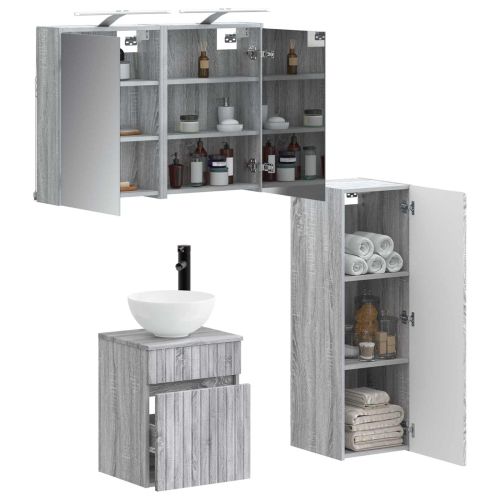 Комплект мебели за баня 4 pcs Сив Сонома