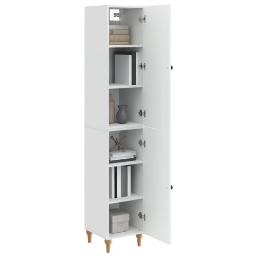 Комплект шкафове 2 pcs Бял гланц Инженерна дървесина