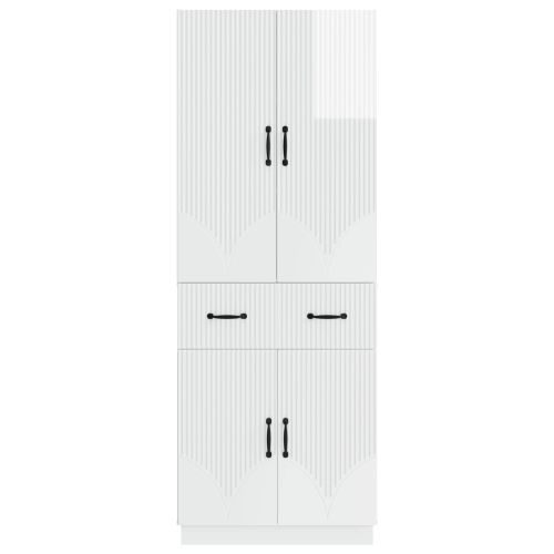Комплект шкафове 2 pcs Бял гланц Инженерна дървесина