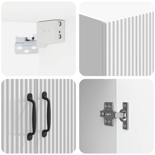 Комплект шкафове 2 pcs Бял гланц Инженерна дървесина