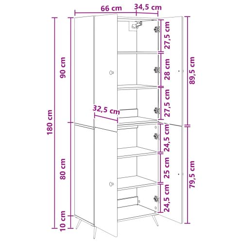 Комплект шкафове 2 pcs Черно Инженерна дървесина