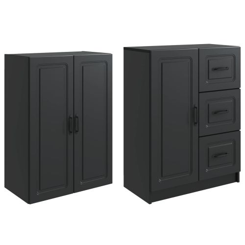 Комплект шкафове 2 pcs Черно Инженерна дървесина