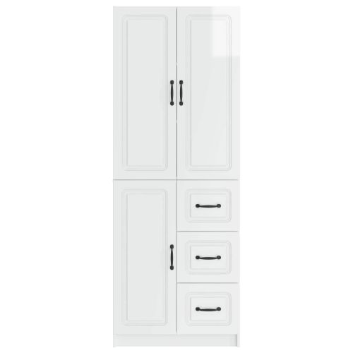 Комплект шкафове 2 pcs Бял гланц Инженерна дървесина