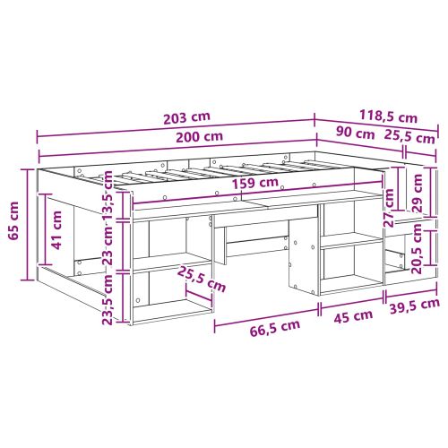 Легло за деца с място за съхранение Старо дърво 90 x 200 cm