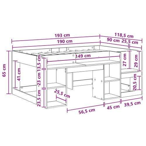 Легло за деца с място за съхранение Старо дърво 90 x 190 cm