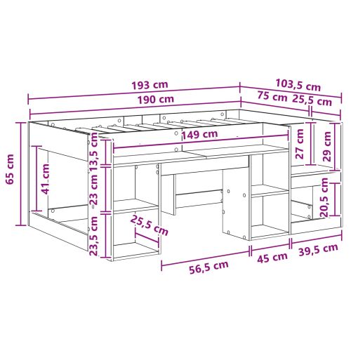 Легло за деца с място за съхранение Старо дърво 75 x 190 cm