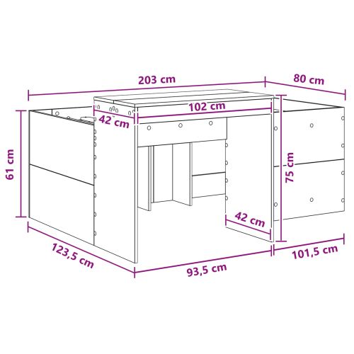 Детско легло с височина и бюро Черно 80 x 200 cm