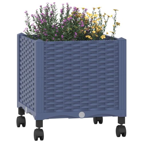 Градинска саксия с колела Синьо сиво 40 x 40 x 48 см ПП