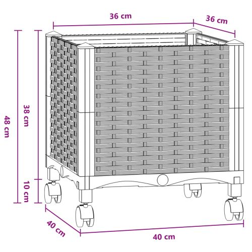 Градинска саксия с колела Синьо сиво 40 x 40 x 48 см ПП