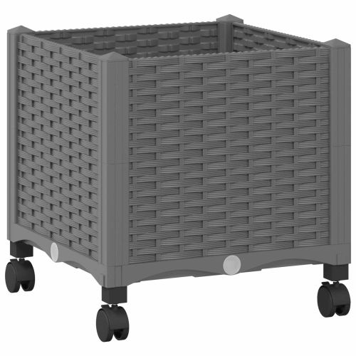 Градинска саксия с колела Светлосиво 40 x 40 x 48 см ПП
