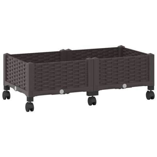 Градинска саксия с колела Кафяво 80 x 40 x 29 см ПП