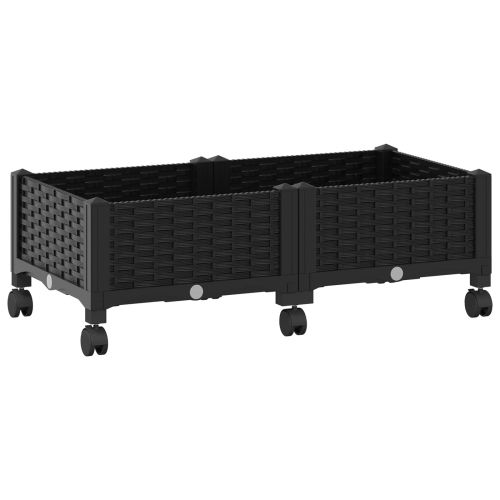 Градинска саксия с колела Черно 80 x 40 x 29 см ПП