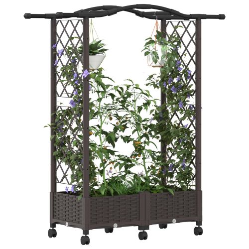 Повдигнато легло с решетка и покривка Кафяво 124 x 40 x 129 см