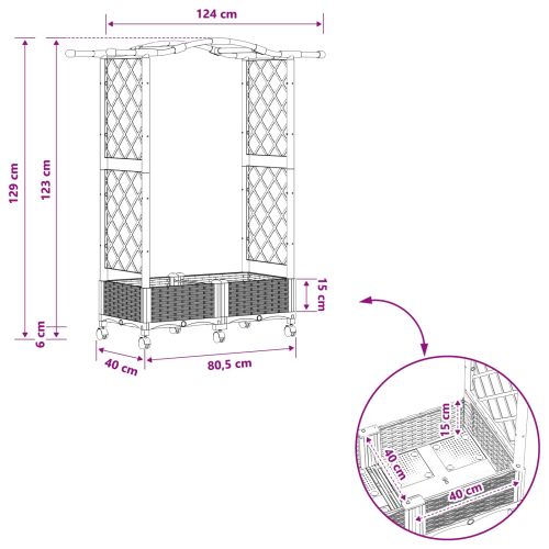 Повдигнато легло с решетка и покривка Кафяво 124 x 40 x 129 см