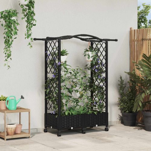 Повдигнато легло с решетка и покривка Черно 124 x 40 x 129 см