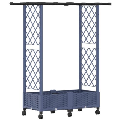 Повдигнато легло с решетка и покривка Сиво 122,5 x 40 x 127 см