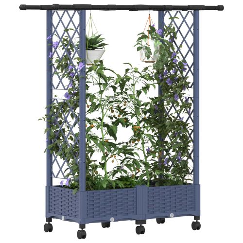 Повдигнато легло с решетка и покривка Сиво 122,5 x 40 x 127 см