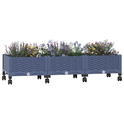 Градинска саксия с колела Синьо сиво 120 x 40 x 33 см ПП