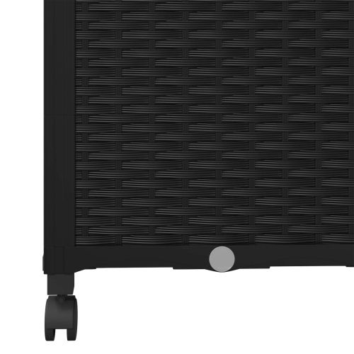 Градински сандък с решетка и колела Черно 120 x 40 x 146 см ПП
