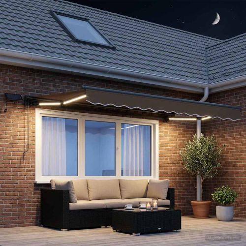 Ръчна рамка за сенник с LEDs Таупе 3 x 2 m