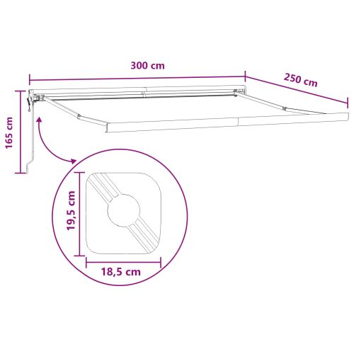 Прибираща се тента Таупе 300 x 250 cm Текстил и Метал