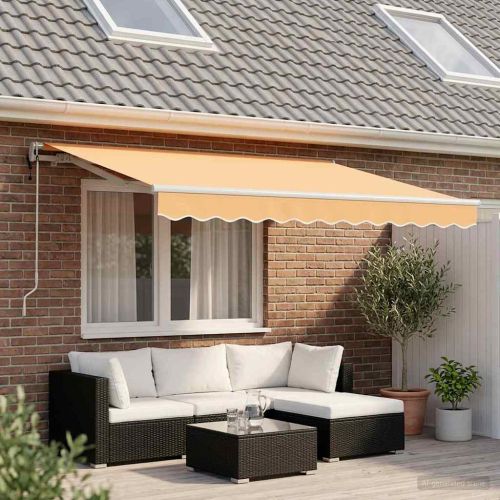 Прибираща се тента Пясък 350 x 250 cm Тъкан и алуминий