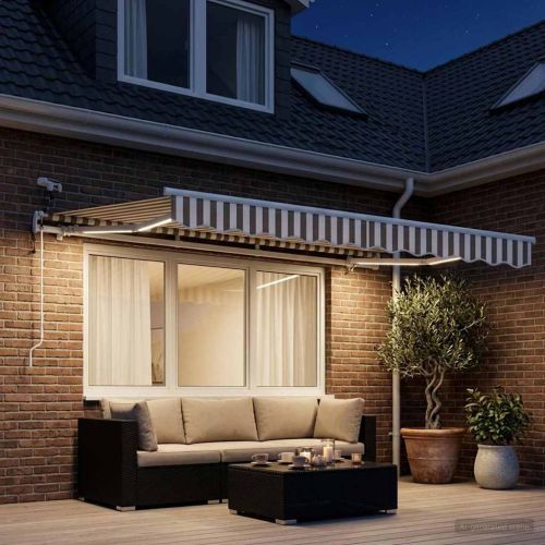 Прибираща се тента Светлосив и бял 350 x 250 cm Полиестер