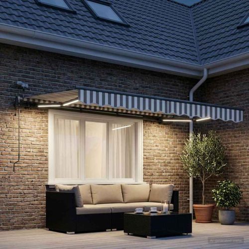 Прибираща се тента Светлосив и бял 350 x 250 cm Полиестер