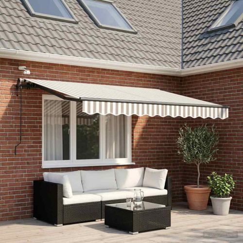 Прибираща се тента Светлосив и бял 350 x 250 cm Полиестер