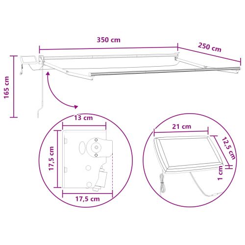 Ръчен изтеглящ сенник с LED светлини Пясък