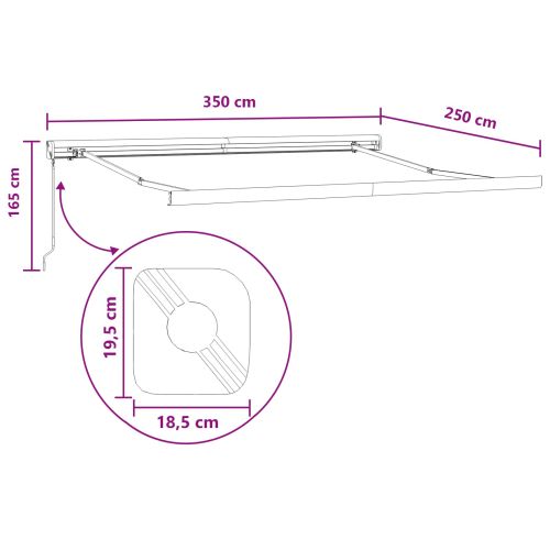 Прибираща се тента Пясък 350 x 250 cm Платно и алуминий