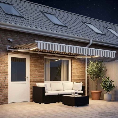 Прибираща се тента Светлосив и бял 400 × 300 cm Полиестер