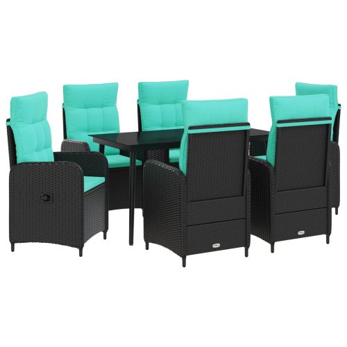 Комплект кафе маси 7 pcs PE ратан и стомана с прахово покритие