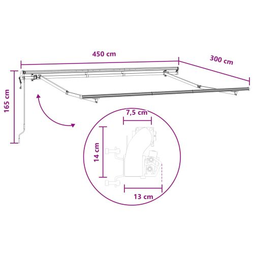 Прибираща се тента Светлосив и бял 450 × 300 cm