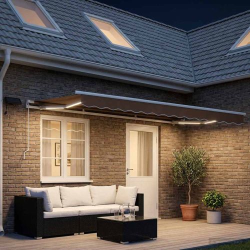 Прибираща се тента Таупе 450 × 350 cm Тъкан и алуминий