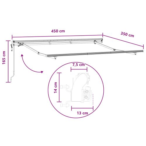 Прибираща се тента Пясък 450 × 350 cm Тъкан и алуминий
