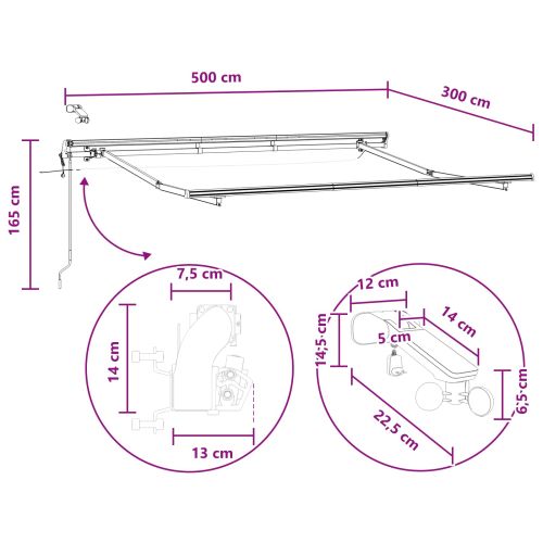 Прибираща се тента Пясък 500 × 300 cm Полиестер