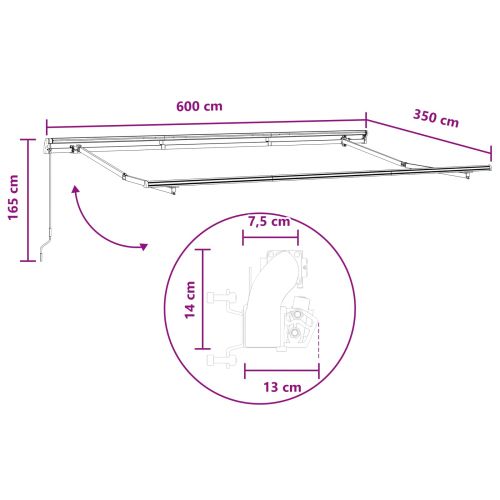 Прибираща се тента Таупе 600 × 350 cm Полиестер и алуминий