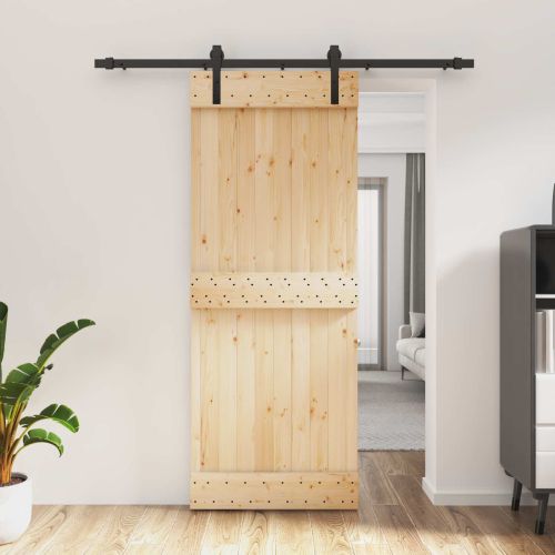 Преплъзваща се врата Естествено и черно 80 x 210 cm