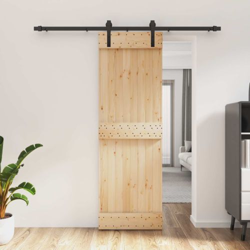 Преплъзваща се врата Естествено и черно 70 x 210 cm