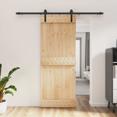 Преплъзваща се врата Естествено и черно 80 x 210 cm