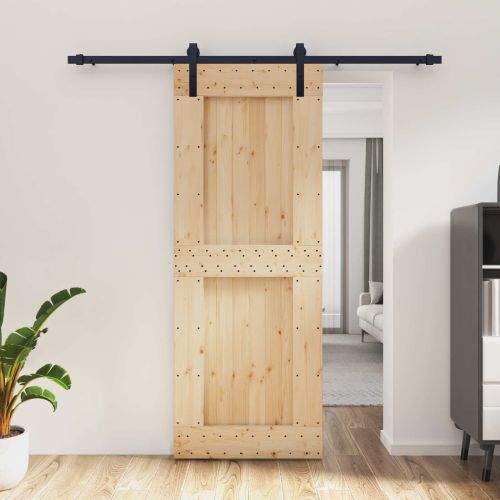 Преплъзваща се врата Естествено и черно 80 x 210 cm