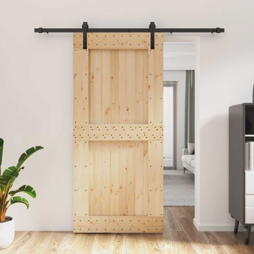 Преплъзваща се врата Естествено и черно 95 x 210 cm