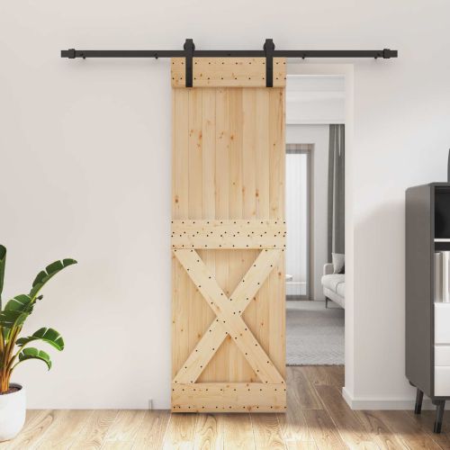 Преплъзваща се врата Естествено и черно 70 x 210 cm