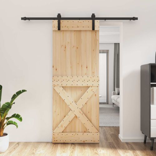 Преплъзваща се врата 80 x 210 cm Естествено и черно