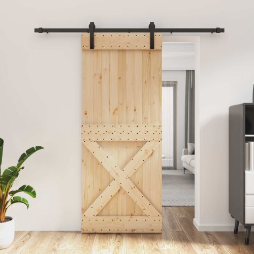 Преплъзваща се врата Естествено и черно 85 x 210 cm