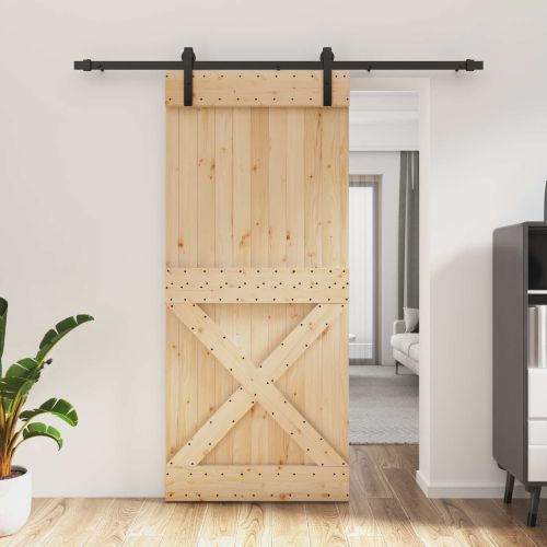 Преплъзваща се врата 90 x 210 cm Естествено и черно
