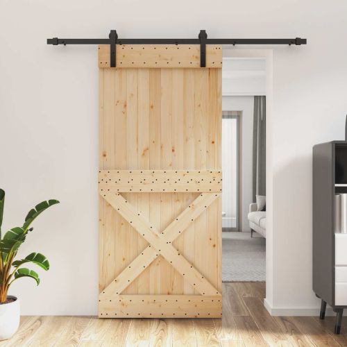 Преплъзваща се врата Естествено и черно 95 x 210 cm