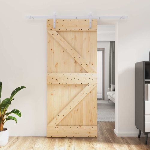 Преплъзваща се врата 90 x 210 cm Масивна борова дървесина